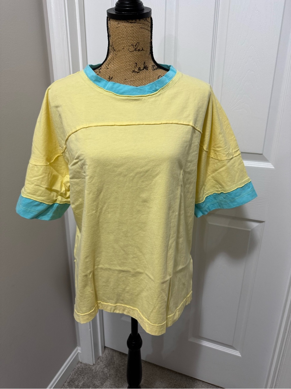 Yellow & Blue Color-Block Tee - Picture 2 of 8
